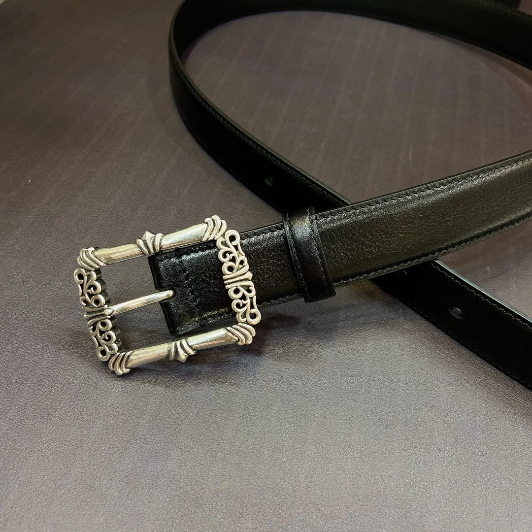 𝐂𝐡𝐫𝐨𝐦𝐞𝐇𝐞𝐚𝐫𝐭𝐬 Crow Heart Japanese pin buckle belt [fixed style], brass silver-plated hardware and imported wax leather belt, very cool. Width 3.0cmp520